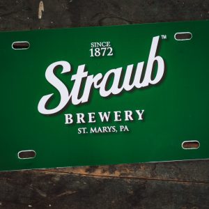 license plate with Straub Brewery logo