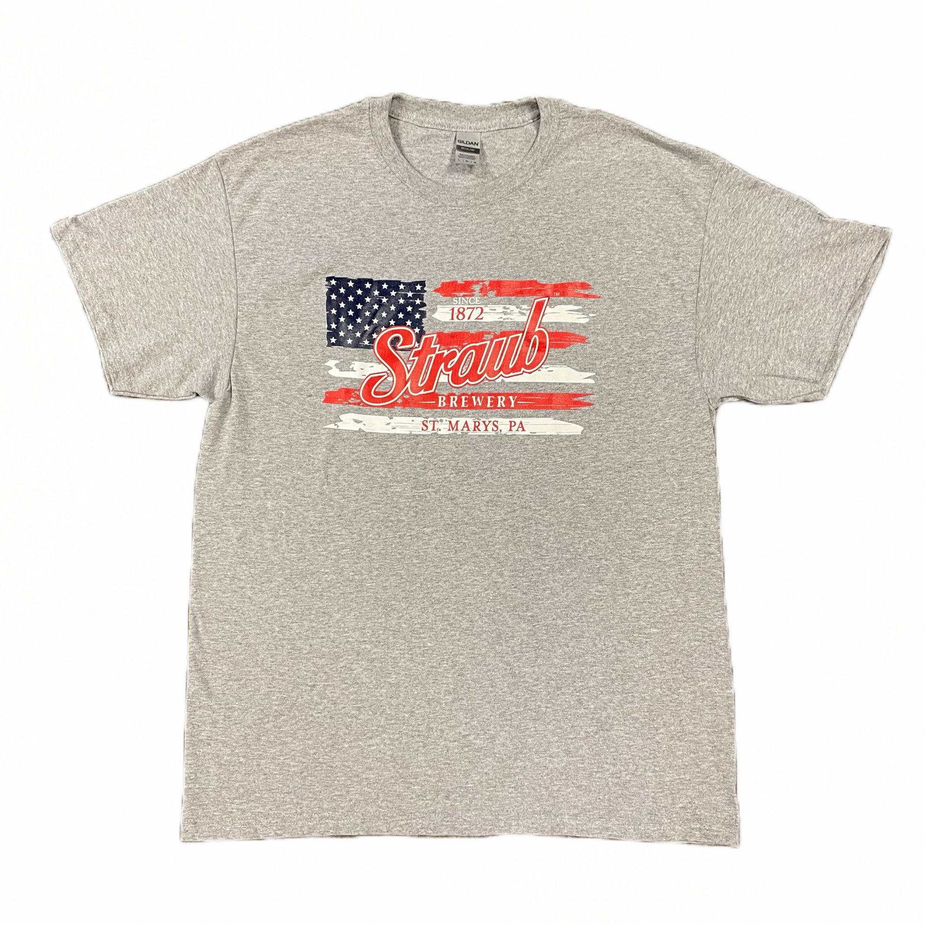 Gray American Flag Tee - Straub Brewery