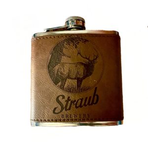 Flask - Stainless, Leather Locally branded Straub (Elk)