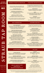 Tap Room Menu - Straub Brewery